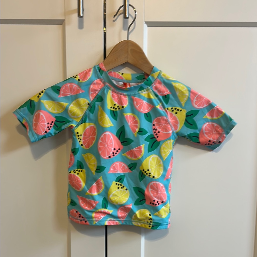 Kids Swim Shirt with Fruit Print - Blue, Pink, Yellow